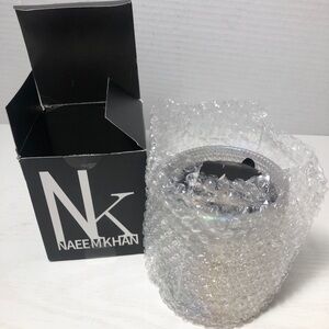 New In Box New NAEEM KHAN Rose Candle Iridescent Glass Container